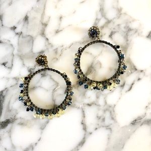 Vintage Sorrelli Oversized Circle Hoop Crystal Earrings